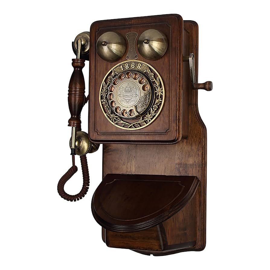 アンティーク　壁掛け式ダイヤル電話 Amazon | レトロな壁掛け電話機、家庭用固定電話機、昔ながらの